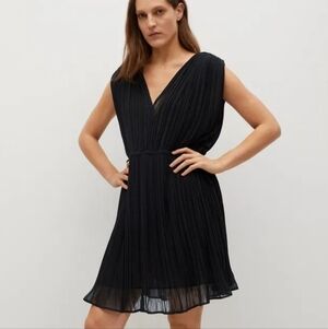 MANGO Black Pleated Dress